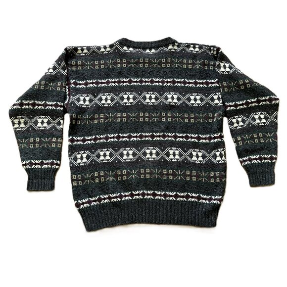 Cricketeer Fair Isle Pullover Sweater Grey Multi Acrylic Vintage 90s Oversized - Picture 5 of 7